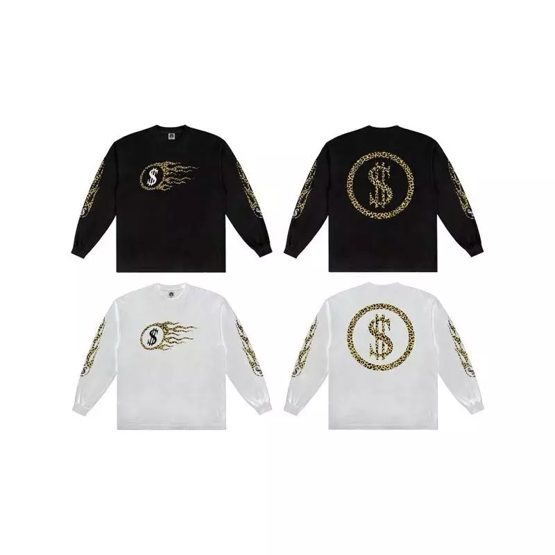 เสื้อยืดแขนยาว ผ้า cotton สกรีนตัว $ ดอลล่า x ไฟลายเสือ